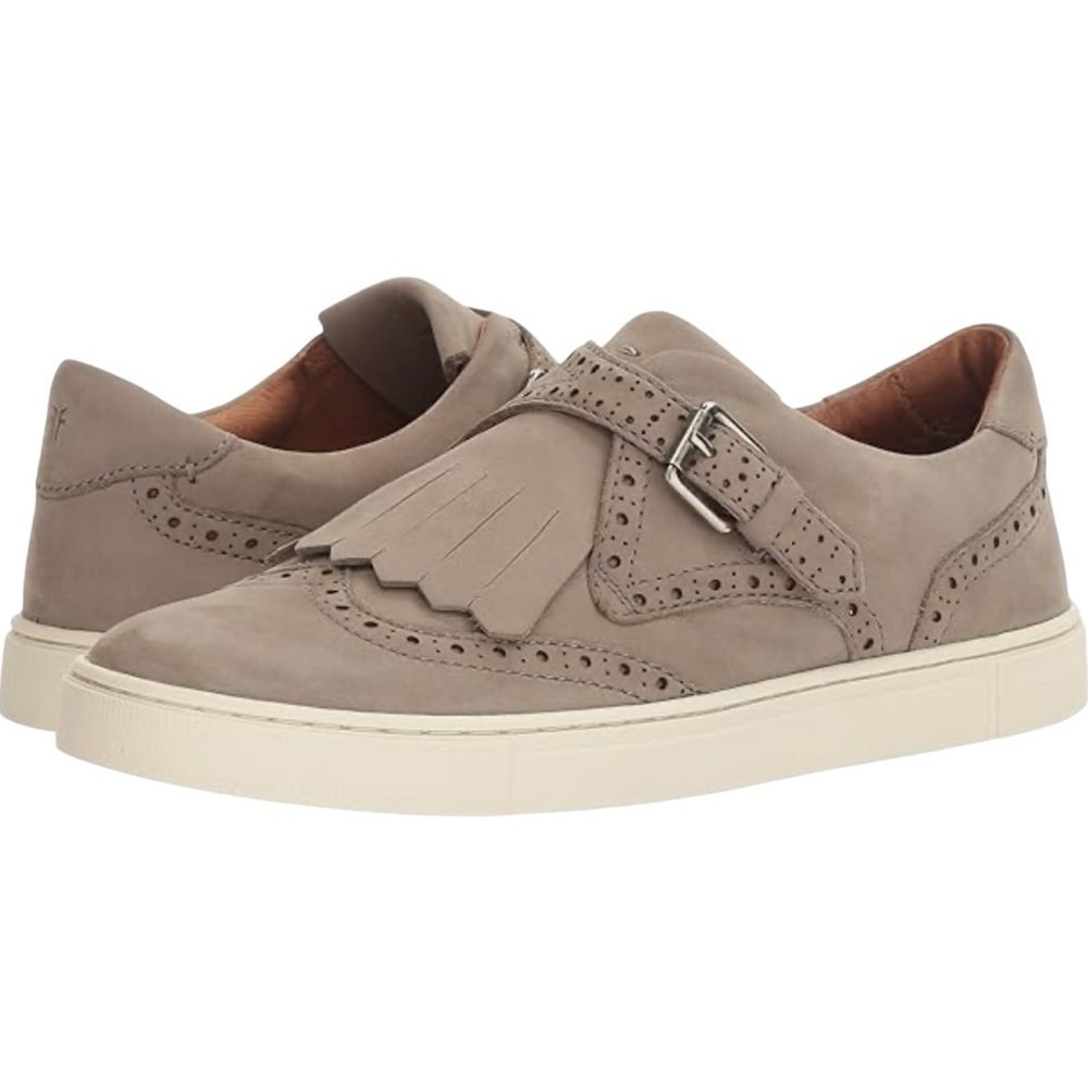 Frye Gemma Fringe Kiltie Buckle Suede Sneakers Grey Women’s 7.5 (3471189) - Picture 1 of 7